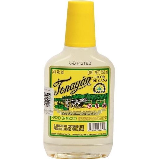 [DDA-01793] LICOR DE CAÑA TONAYAN PET AMARILLO 250 ML