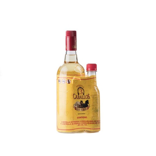 [TEQ-02737] TEQUILA 3 CABALLOS JOVEN + 250 940 ML